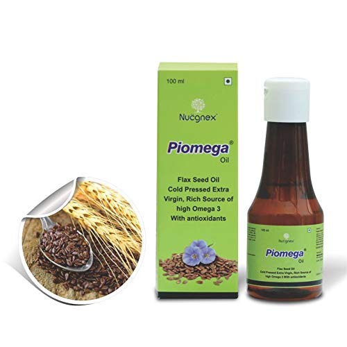 Nucgnex Piomega Flaxseed Oil | Cold-Pressed | 4:1 Omega Ratio | Plant-Based Omega-3 (ALA) for Vegans | Supports Heart, Skin & Hair | For Salads, Cooking & Daily Use | Non-GMO | 100ml