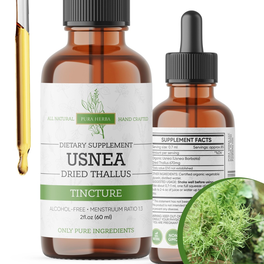 Bio-Usnea-Flüssigtropfen - Natürliche Immununterstützung und respiratorische Gesundheit für Erwachsene - Vegan, Alkoholfrei, Made in USA, 2 Fl Oz