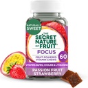 La natura segreta di frutta Focus Chews, frutta reale alimentare Vitamine Chews con Vitamine B6 & B12, Choline, L-teanina, Passion Fruit & Strawberry per Clarity Mentale, Gummy (60 Conte)