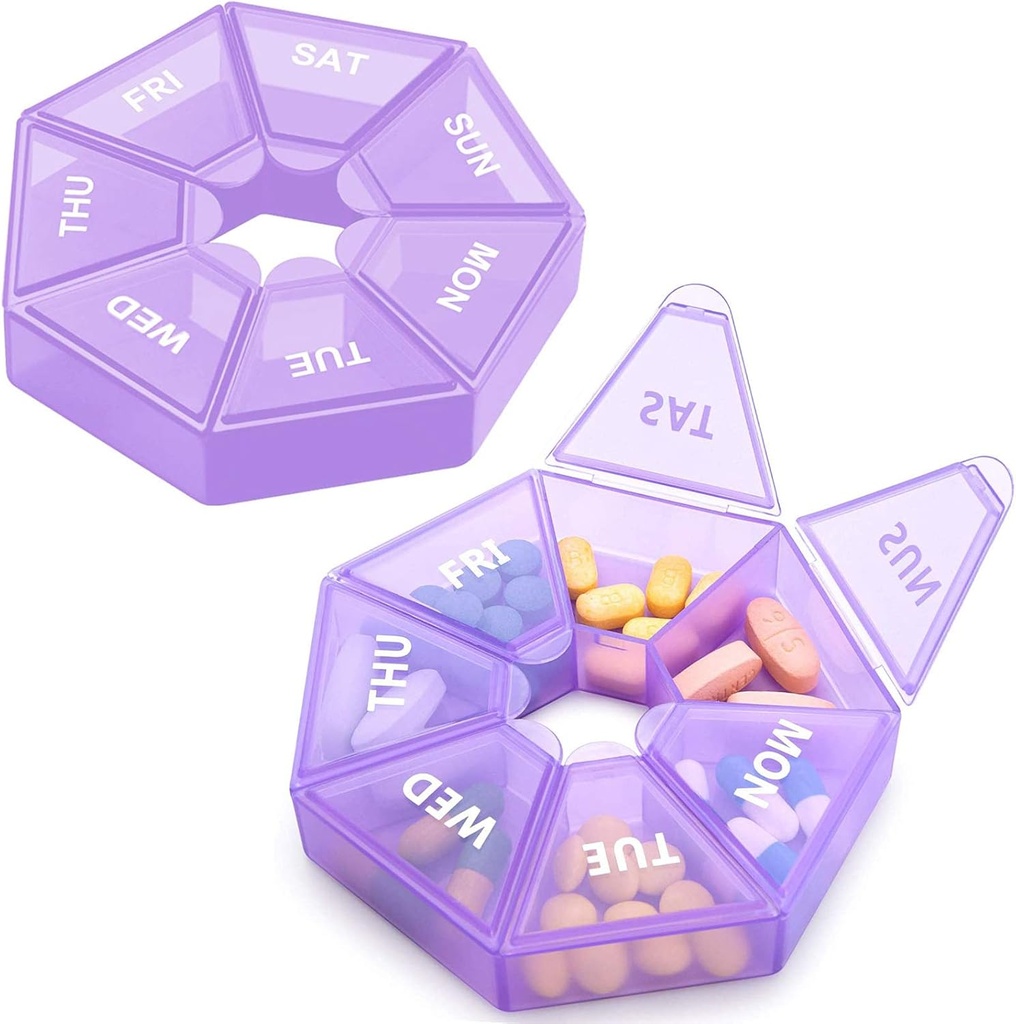 Organisateur hebdomadaire Grande boîte à pilules de 7 jours Organisateur Daily Medicine Case for Vitamine Fish Oil Pills Suppléments Arthrite Friendly