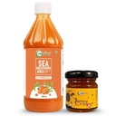 Nutriorg Pure Sea Buckthorn Juice Concentrate Pulp 500 mL with 50g Honey | Cold Pressed | 100% Himalayan Berry Pulp | Omega 3,6,7,9 & Vitamin C | Best for Immunity & Antioxidant Rich | Makes 50 Glasses | No Added Sugar & Colour
