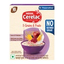 Nestlé CERELAC Baby Cereal 5 Grains & Fruits, No Refined Sugar STG-5, 300g