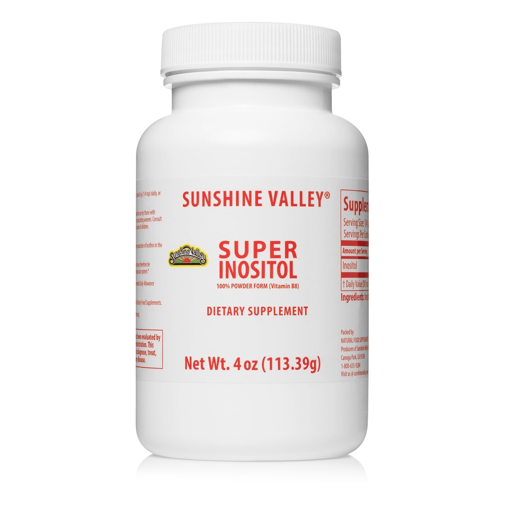 Sunshine Valley® Super Inositol, Vitamin B8 pulverisierte Nahrungsergänzung, Natürliche PCOS Fruchtbarkeitsergänzung, Hormonal Balance & Gesunde Ovarian Funktionsunterstützung - 4 Unze