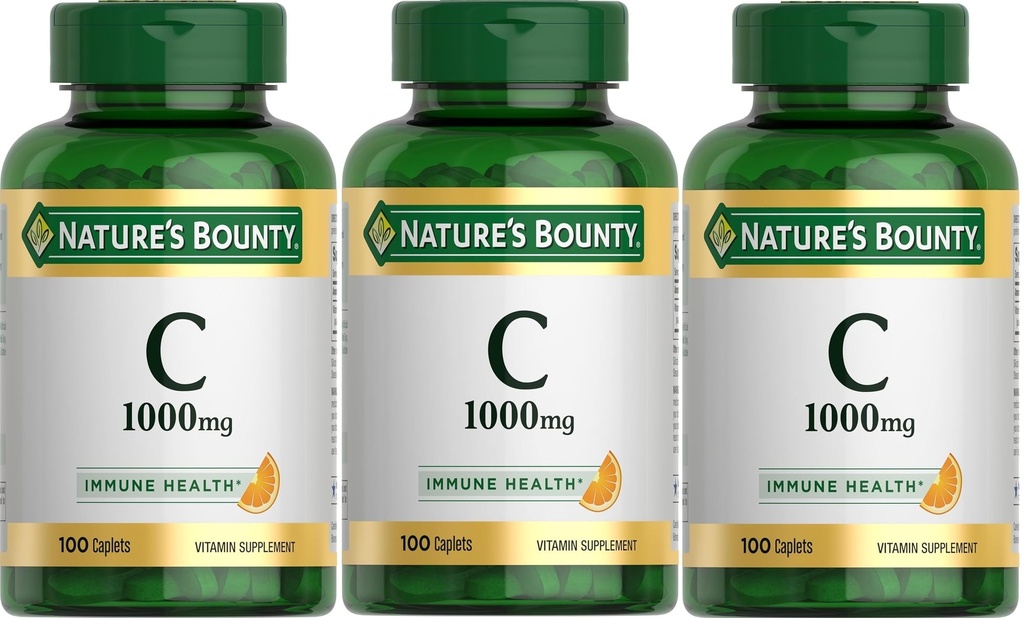 Nature's Bounty Vitamin C, 1000mg, 100 Caplets (Pack von 3)