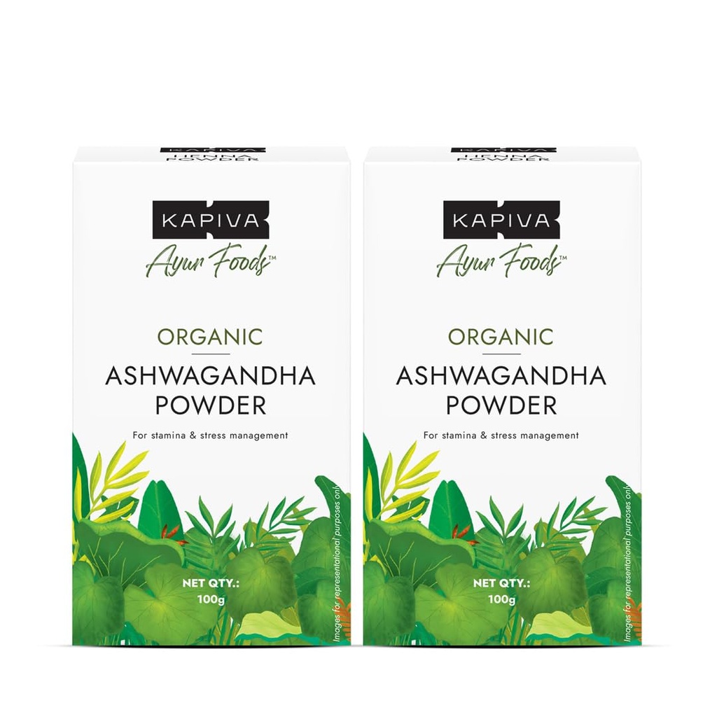Kapiva Organic Ashwagandha Powder 100g(Pack of 2) | Jaivik Bharat & USDA Organic Certified | Manages Stress & Improves Stamina