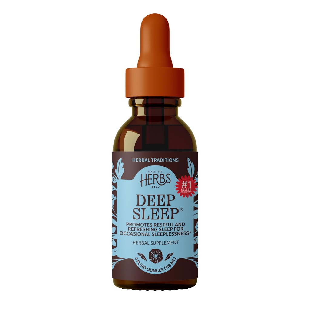 Erbe Etc. Estratto di liquido classico del sonno profondo - Supplemento di erbe per il supporto naturale e gentle del sonno - Supplemento di sonno riposante con il fiore della passione, camomilla & Lemon Balm - 4 fl oz (157 Serve)