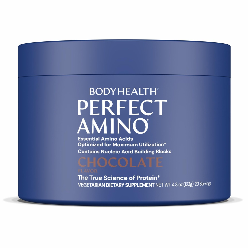 BodyHealth PerfectAmino Powder - BCAA et EAA Poudre pour l'entraînement avant et après - Amino Acid Energy Drink pour les hommes et les femmes pour soutenir le muscle maigre et la récupération - Chocolat - 20 portions