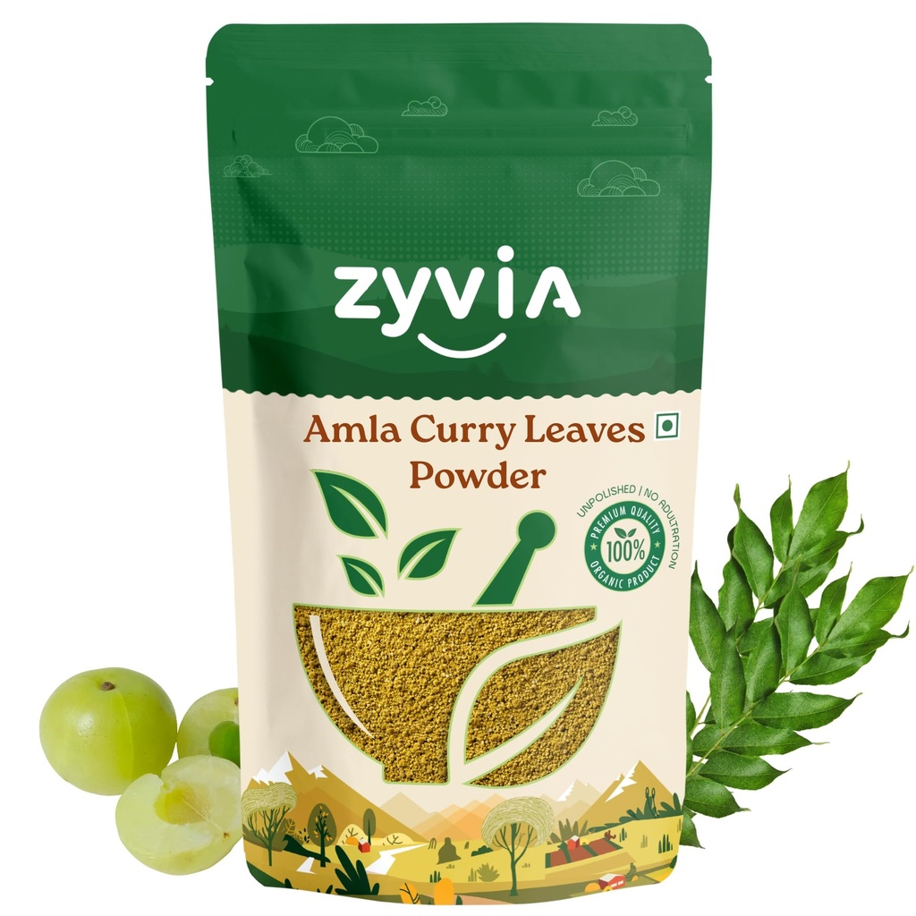Natural Amla & Curry Leaf/leaves Powder | Plant-Based Superfood for Daily Nutrition & Hair Care | Organic, Vegan, Gluten-Free | No Preservatives | 250g Pack