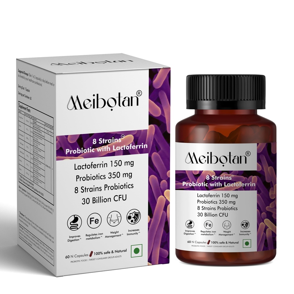 lactoferrin supplement with Probiotics 30 Billion CFU For Men & Women with 8 Strains - Stimulates the immune system, Regulates iron metabolism, Digestion, Immunity Support- 60 Veg Capsules