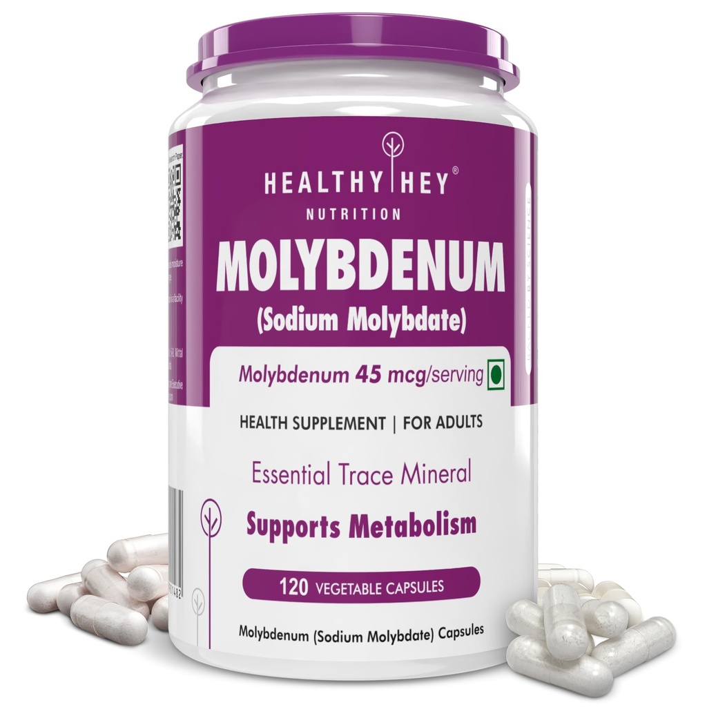 HealthyHey Nutrition Molybdenum - Trace Mineral Supplement for Liver Support and Detoxification of Environmental Toxins - 120 Capsules