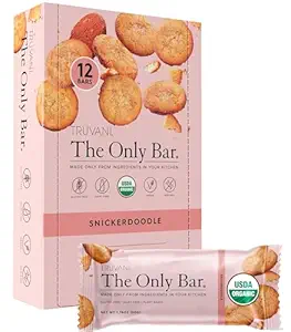 Truvani Plant Based Snack Bars | Snickerdoodle 12 Pack | 5g Protein | USDA Organic and Vegan | The Only Bar | Dairy, Soy e Gluten Free | Individualmente Wrapped