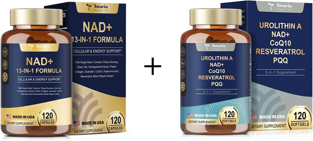 Totaria NAD Ergänzung für Frauen Männer 120 Kapseln Urolithin Eine Ergänzung 1000mg 120 Soft Kapseln