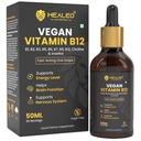 Healeo Vegan Vitamin B12 Drops Supplement for Men & Women with B1,B2,B3,B5,B6,B7,B9, Choline & Inositol | Boost Energy Level | Supports Healthy Nervous System & Brain Function - 50ml