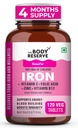 The Body Reserve Chelated Iron + Vitamin C Tablets-120 capsules with Vitamin B12,Zinc,Folic Acid,Beetroot Extract-High Absorption,Supports Blood Building,Energy & Immunity,100% RDA,1 count