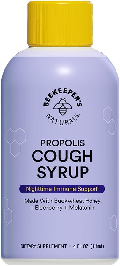 BEEKEEPER’s NATURALS B.Better Nighttime Cough Syrup für Erwachsene - Elderberry Extract, Bee Propolis Extract, Buckwheat Honey - Immununterstützung, 4 Unzen