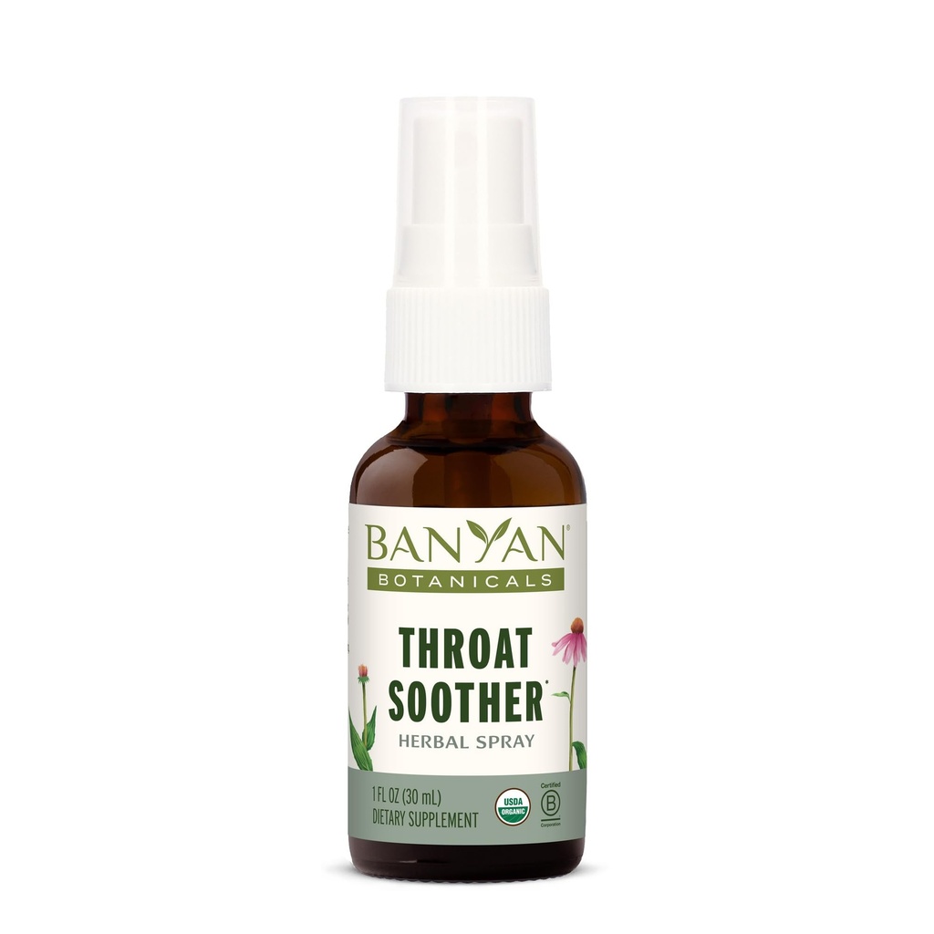 Banyan Botanicals Throat Soother Herbal Spray – Organic Herbal Throat Spray - con Echinacea Root for Throat Comfort and Immune Support* – 1 fl oz. – Non-GMO Sostenibilmente Sorgente Vegetariano