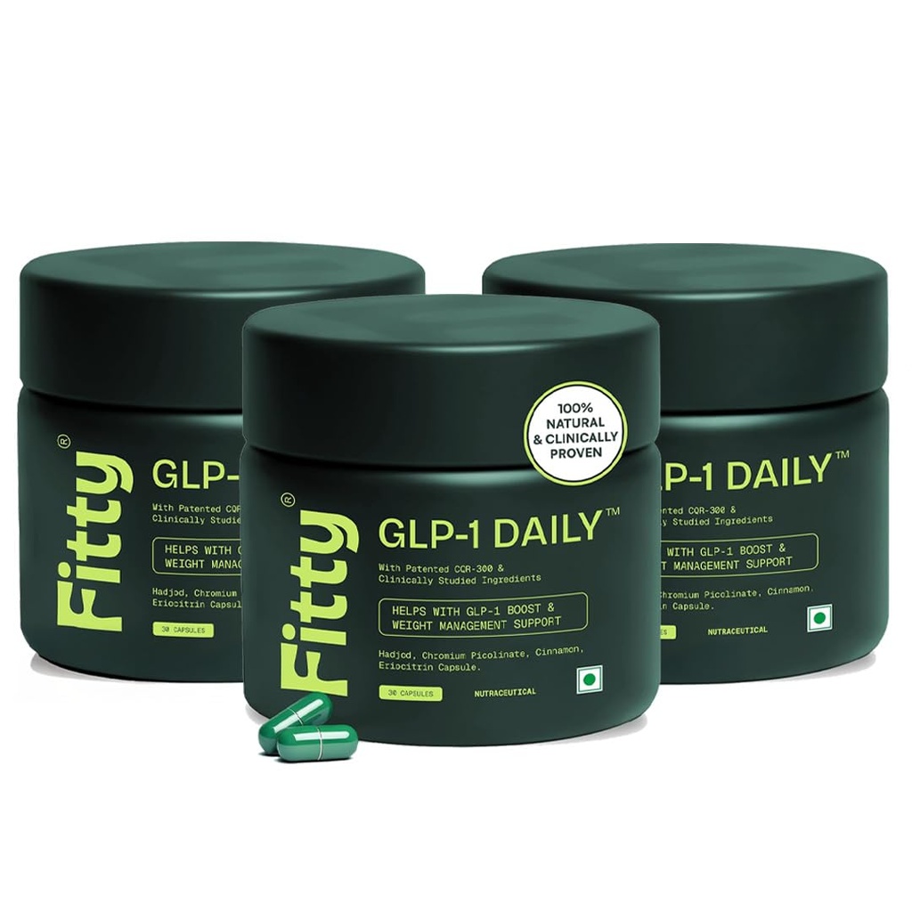 Fitty GLP-1 Daily Weight Loss Supplement | Reduces Hunger & Supports Fat Loss | 100% Natural & Plant-Based | Metabolism Boost & Balanced Blood Sugar Levels | For Men & Women | 90 Capsules