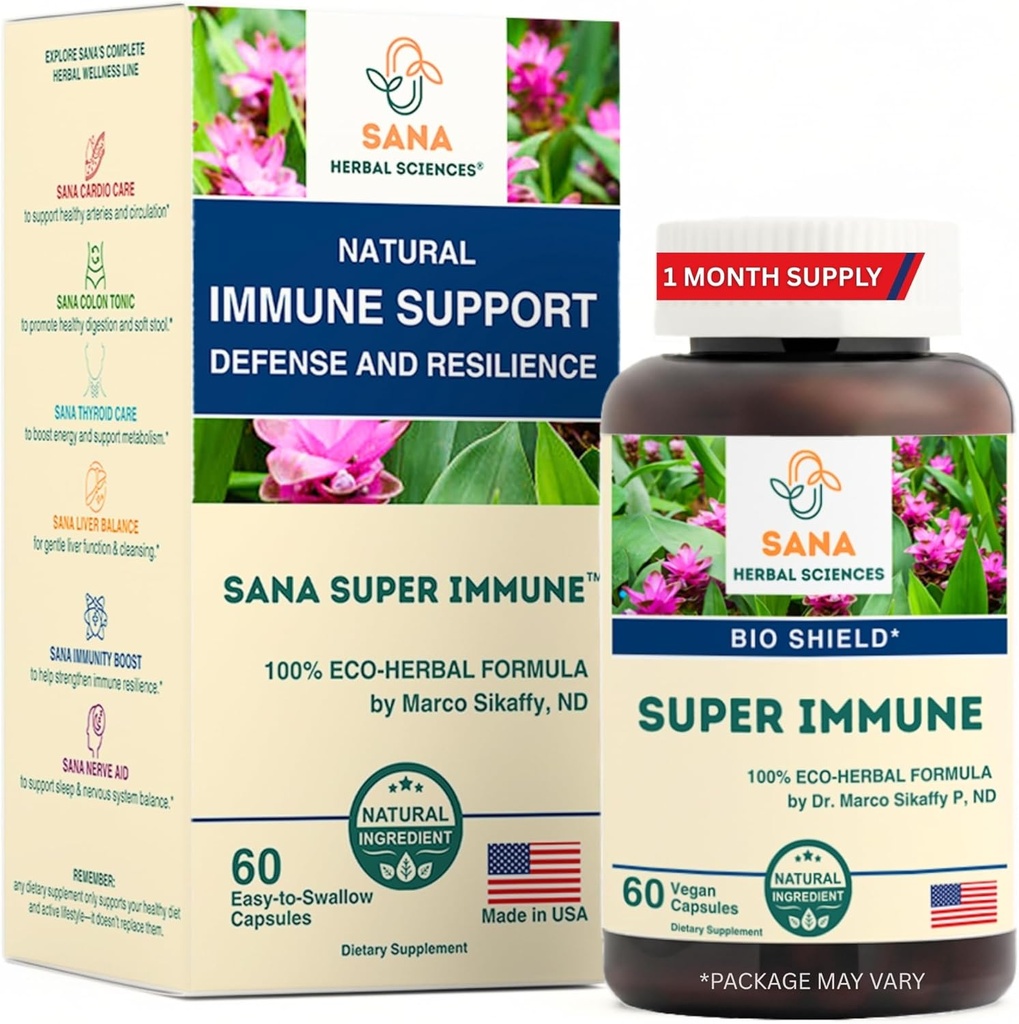 Super Immune – Echinacea Goldenseal Rose HIPS & Vitamin C Capsule per Supporto e Difesa Immune | 60 capsule | by Dr. Marco Sikaffy | Sana Herbal Sc