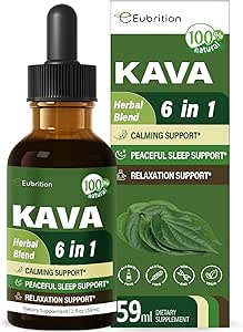 Kava Root Tropfen für Beruhigung & Relaxing Support, Natürliche Beruhigung & Schlaf Ergänzungen für Erwachsene mit Valerian, Kamillenextrakt, hohe Bioverfügbarkeit Flüssigkeit mit Basil fördert Entspannung. 2 oz