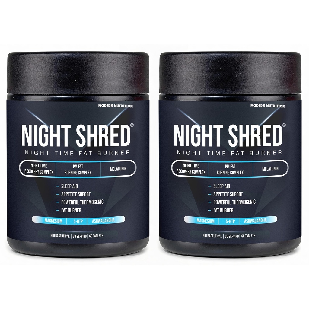 Night Shred | Advanced Night Time Fat Burner for Men Women | Natural Sleep | Appetite Suppressant | Powerful Thermogenic | Weight Loss Supplement | Belly Fat Burner for Men Women | Hydroxycut | CLA | L-Carnitine | Melatonin 5mg | Ashwagandha | Magnesium | 120 Tab