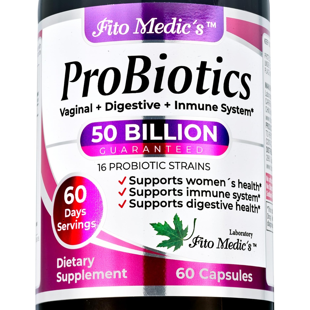 FITO MEDIC's Lab - Probiotika für Frauen - 50 Billion CFU von- Probiotika- 60 Tage Servieren s -Probiotika für Verdauungs- 16 - probiotisch - Blend. Fördert Verdauungsbalance.