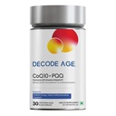 Decode Age CoQ10 Supplement 100mg with PQQ 20mg | Kaneka Ubiquinol, BioPerine, Vitamin E & MCT Oil | Coenzyme Q10 Supplement for Cellular Energy, Heart Health & Healthy Ageing Support | 30 Capsules