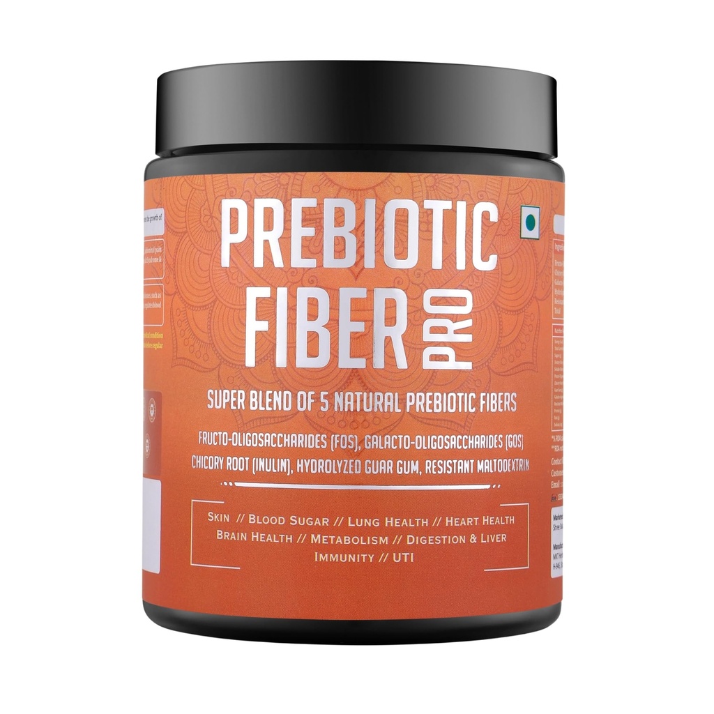 Prebiotic Fiber Pro | 5 Natural Soluble Fibers | Supports Gut Health, Constipation, Bloating, IBS, Cholesterol & Blood Sugar | 240g