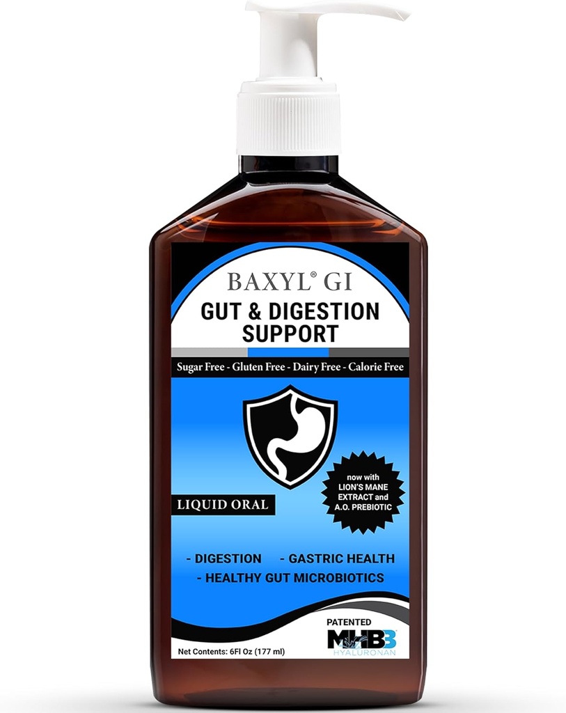 BAXYL® GI - Digestion, aide digestive et soulagement de l'estomac - GERD (Refroidissement acide), IBS, Crohn, (formule brevetée, biologique, végétalien, fabriqué aux États-Unis)