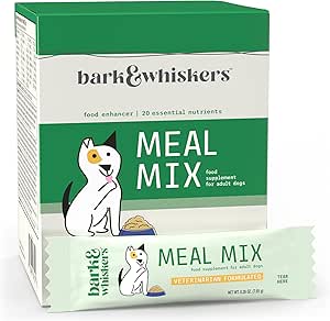Dr. Mercola Bark & Whiskers Meal Mix for Adult Dogs, 8.09 Oz. (229.5 g), 30 Pacchetti, Offerte 20 Nutrienti Essenziali, Promuove la salute digestiva, Formulato veterinario, Non OGM