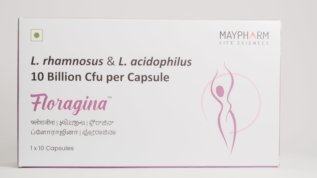 Floragina Probiotic Capsules with Lactobacillus rhamnosus HN001 & Lactobacillus acidophilus La-14 | 10 Billion CFU Per Capsule | With L-Carnitine | 10 Capsules