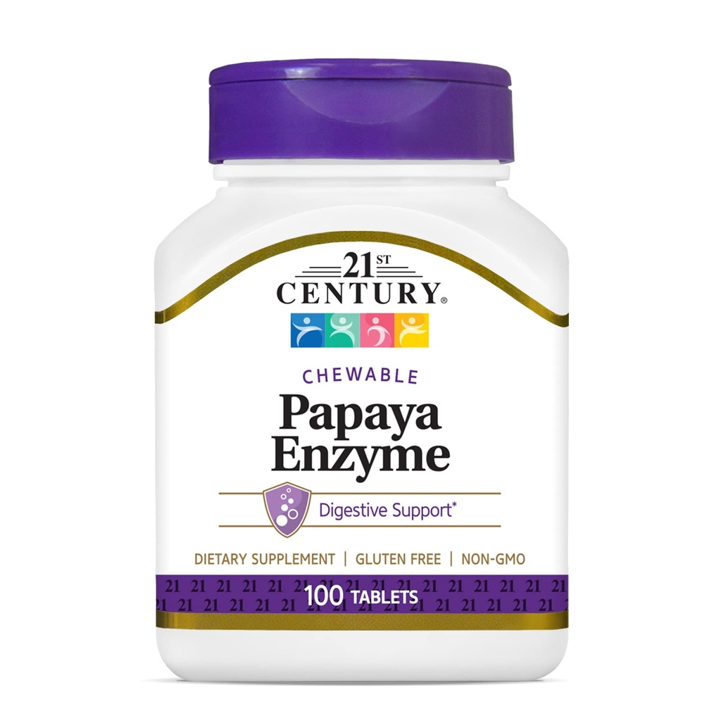 Fibre de Vitafusion bien sans sucre Fibre, 90 comtes et 21ème siècle Papaya Enzyme comprimés à croquer, Tropical, 100 comtes