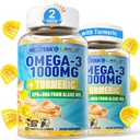 Vegan Omega-3 Gummie 1000mg + Kurkuma - Omega 3 Fischöl Alternative für Erwachsene - Algae DHA 600mg & EPA 300mg, Vitamine A, C, E, Zink & MSM, Zuckerfrei, 120 Cts