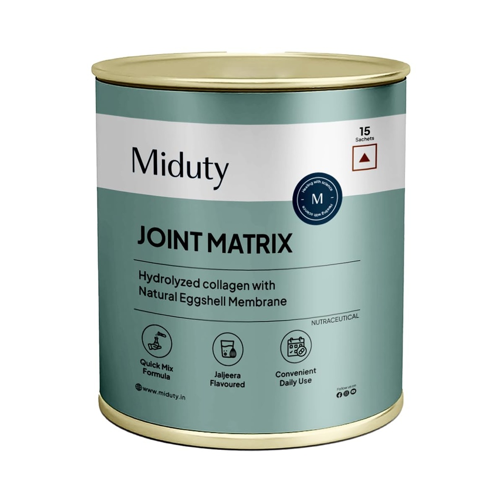 Miduty Joint Matrix – Glucosamine + Boswellia Serrata + Cissus + Collagen + Hyaluronic Acid – Joint & Cartilage Support – Reduce Stiffness – Improve Mobility – Bone & Ligament Strength – 15 Sachets