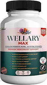 Wellary Max Menopause supplemento di supporto, 40 miliardi di CFU miscela probiotica, 90 capsule (1)