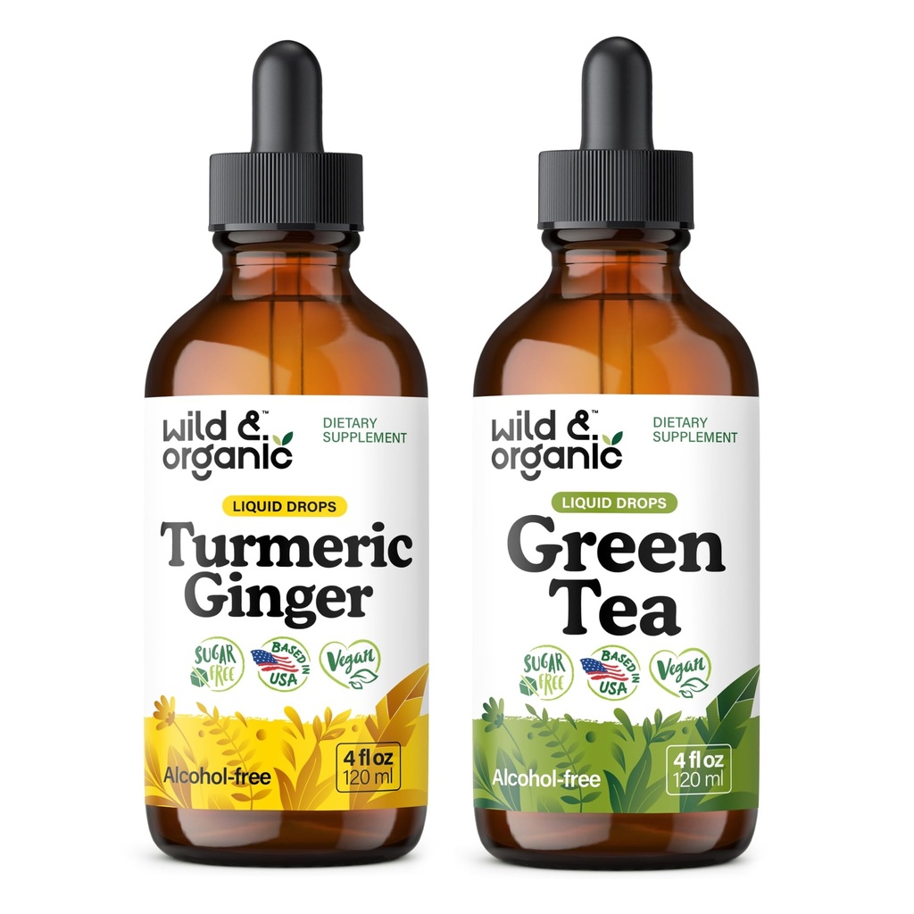 Tintura di zenzero selvatico e biologico 4 fl oz & Tintura di tè verde 4 fl oz
