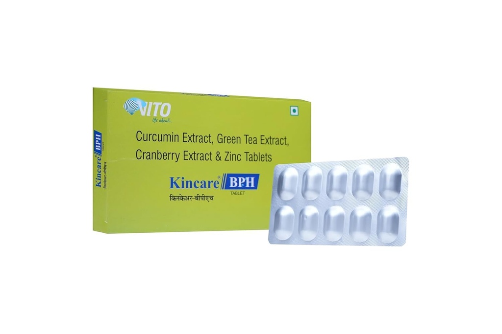 VITO Kincare BPH Prostate Health Support Tablets for Men, Curcumin, Green Tea, Cranberry Extract and Zinc, 10 Tablets Kincare BPH Tablets for Men's Prostate Health Support | Curcumin Extract, Green Tea Extract, Cranberry Extract & Zinc | Men's Wellness Supplement | 10 Tablets