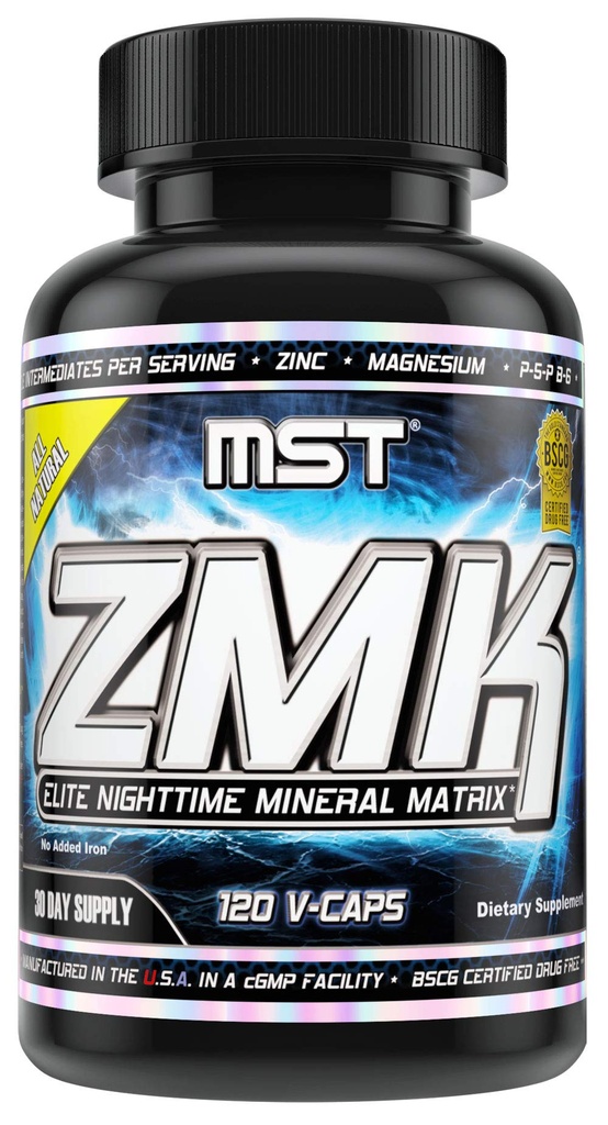 MST ZMK (Zinc et Magnésium comme Krebs Chelates (comme Citrate, Fumarate, Malate, Succinate, Alpha-Keto-Glutarate. Avec Mineral Support Mix & Trace Minerals. Soutien ATP, Sommeil, Récupération musculaire, Caps 120 V