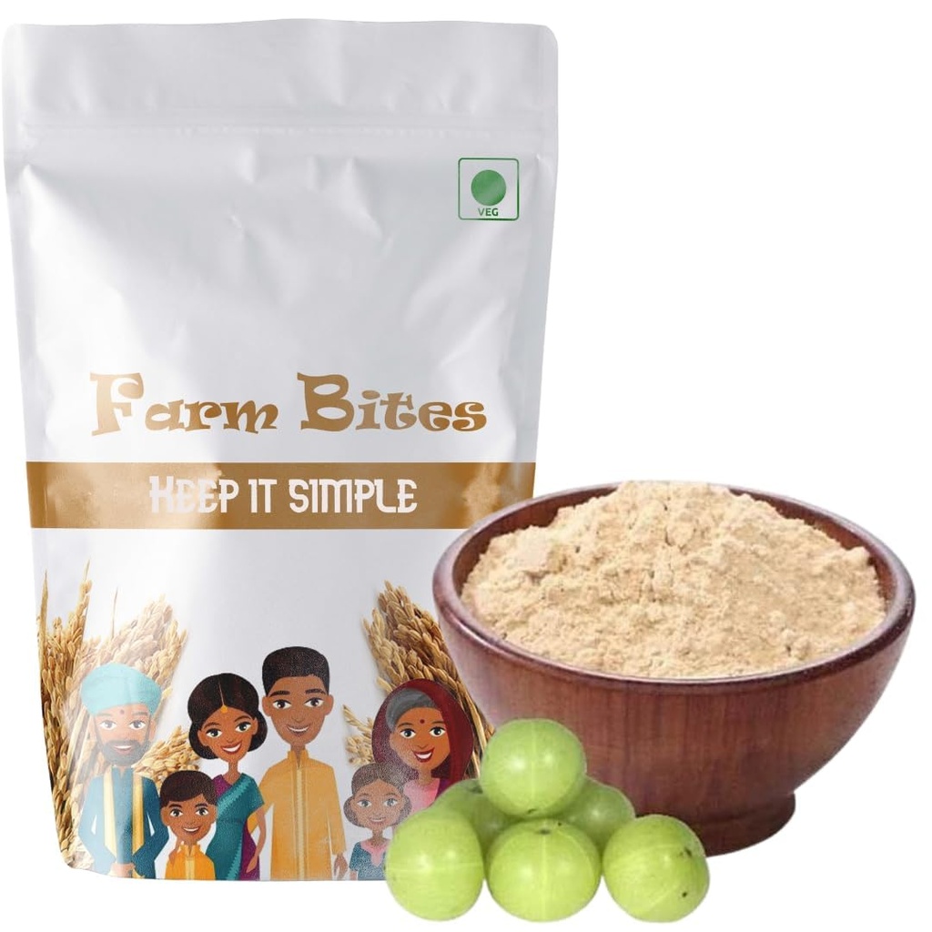 Farm Bites: 100% Natural and Organic Dried Amla Powder| Indian Gooseberry Powder for Hair Growth | Amla Powder | Traditional Ayurvedic | Usirikaya Podi - (50 Grams)