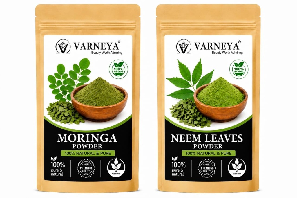 Pure Moringa Neem Powder Combo | Naturally Dried Ayurvedic Herbs | Pack of 2