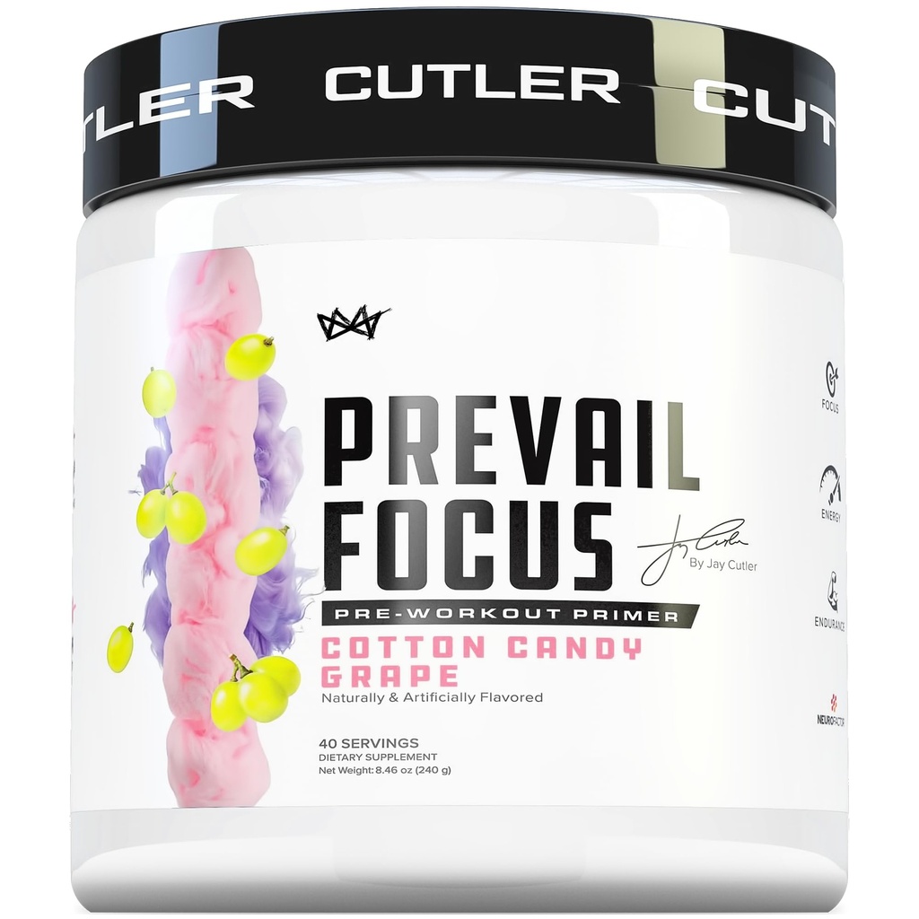 Prevail Pre Workout Pulver mit Nootropics: Pre Workout für Männer und Frauen, Cutting Edge Energy und Focus Supplement mit L Citrullin, Alpha GPC, L Tyrosin | Cotton Candy Grape, 40 Scoops