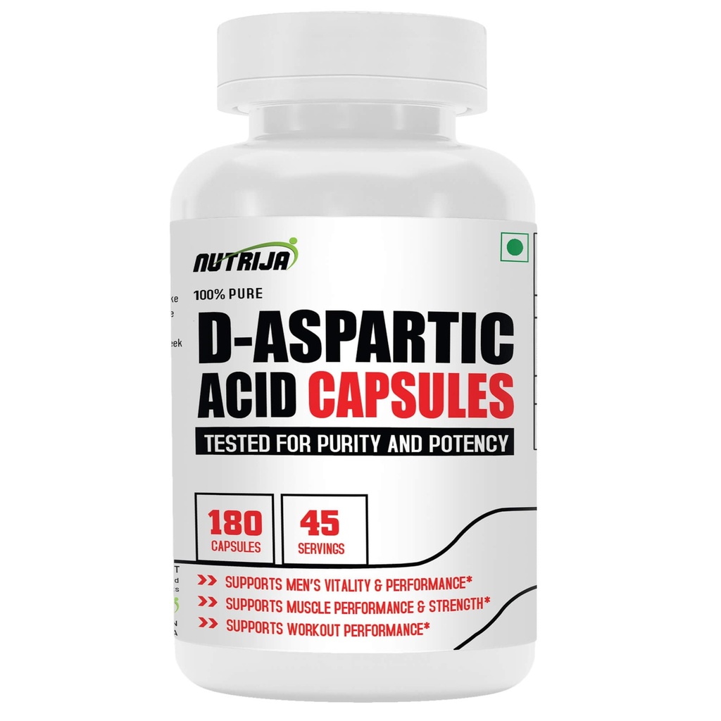 NutriJa D-Aspartic Acid (DAA) Supplement - 180 Capsules