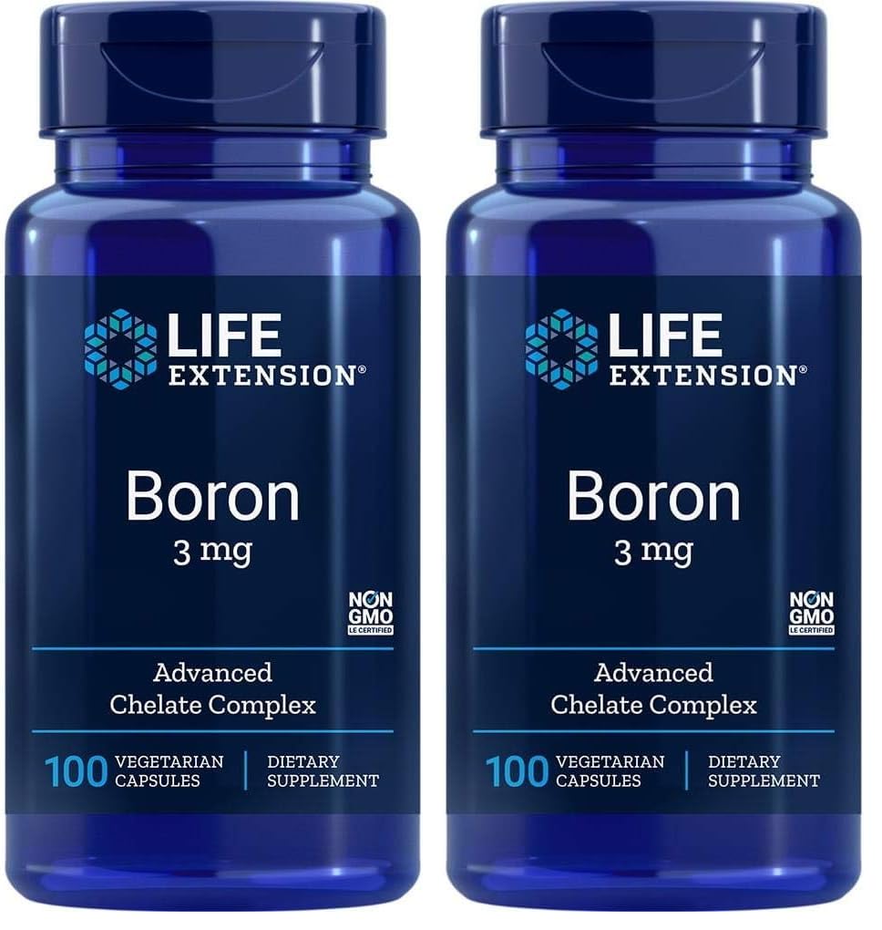 Estensione di vita Boron 3 Mg 100 capsule vegetariane (pacchetto di 2)