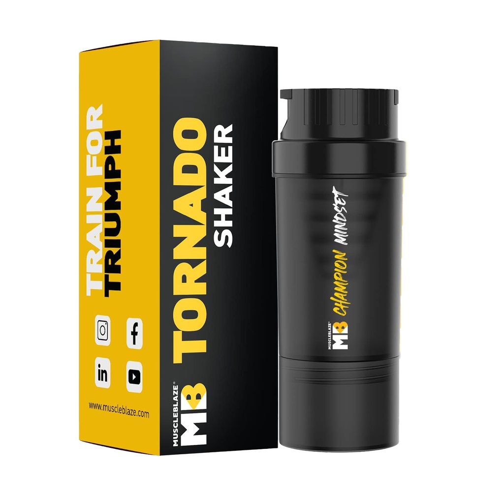 MuscleBlaze Tornado Gym Shaker, Black, 500ml