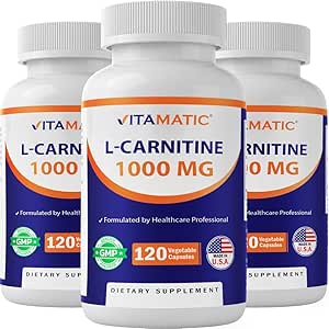 Vitamatic L-Carnitina Fumarate 1000 mg - 120 capsule vegetali (3 bottiglie)