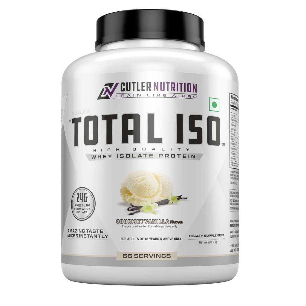 Cutler Nutrition Total ISO Whey Isolate Protein Powder | Post Workout Protein Powder Mix and Meal Replacement Drink,2 kg (Gourmet Vanilla)
