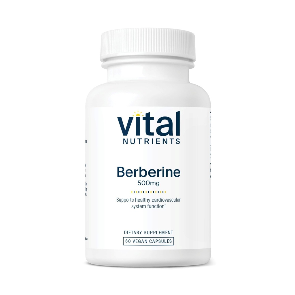 Vital Nutrients Berberine |Supports Bowel Function and Normal Triglyceride Levels |Vegan Supplement| Gluten, Dairy e Soy Free |500 mg |60 Capsule