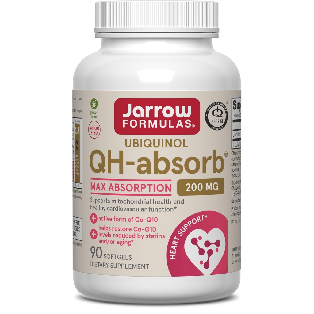 Jarrow Formulas CoQ10 200mg Softgels - 90 Tage Versorgung, Ubiquinol Co Q 10 Supplement für Herz-Kreislauf-Gesundheit, 90 Softgels