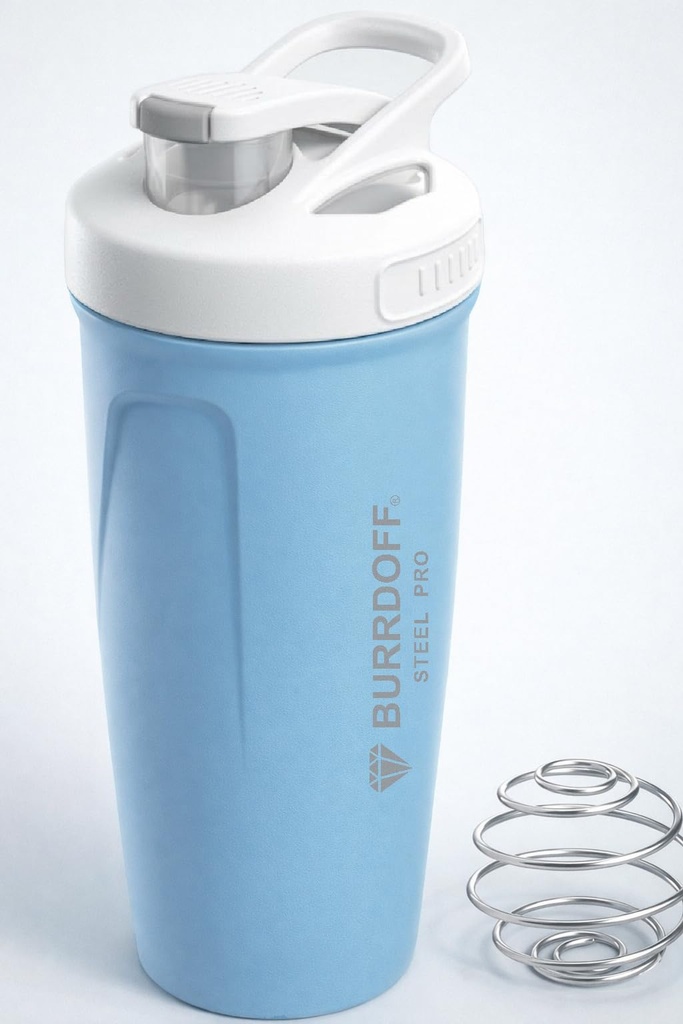 Steel Performance Pro Protein Shaker Bottle (PUSH LOCK BUTTON), Gym Shaker Steel Shaker Bottle Gym Shaker Bottle shaker bottles for protein shake gym protein shaker (Sky Blue)