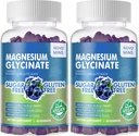 180 CT Magnesium Glycinate Gummie 1000mg - Zuckerfreie Magnesium Kaliumergänzung mit Vitamin D, B6, CoQ10 für Kalm Mood & Sleep Support - 180 Blueberry Gummies.