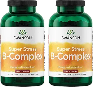 Swanson Super Stress B-Complex - Integratore di vitamina per il rilassamento e il metabolismo sano - Formula per livelli energetici sani - (240 capsule) (2 Pack)